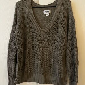 PINK Victoria's Secret Olive V-Neck Sweater for Women